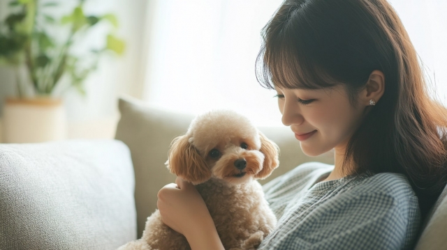 犬と女性イメージ写真
