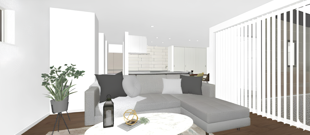 素材と照明にこだわった、25.9帖の広々LDK