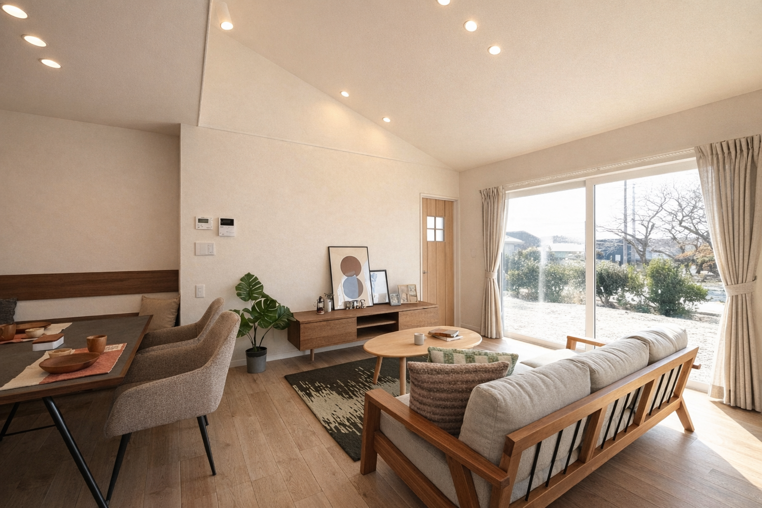 勾配天井のリビング