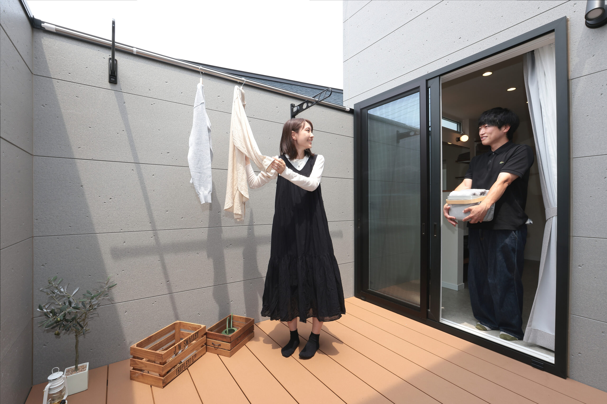 外干し可能な中庭
