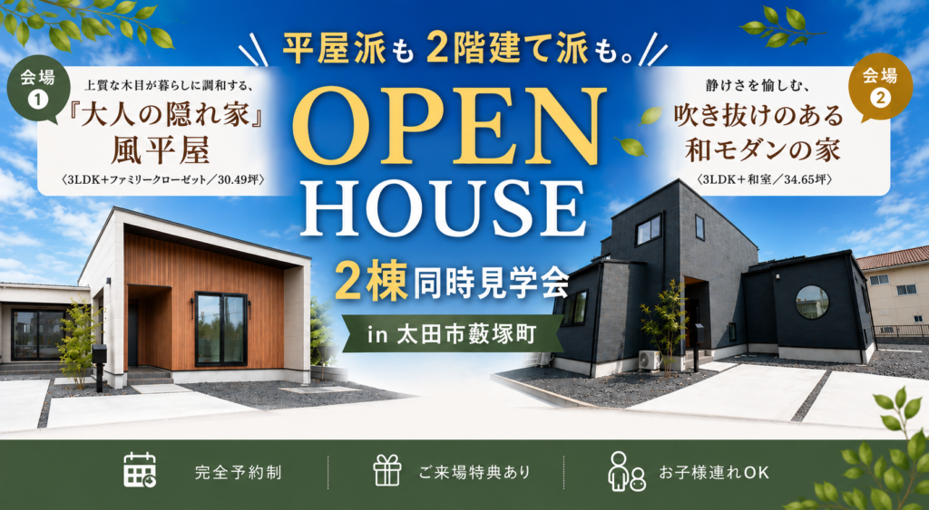 平屋と2階建て2棟同時見学会